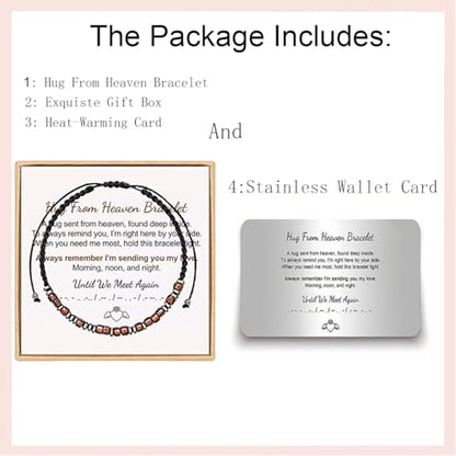 Hug from Heaven Morse Code Bracelet - Until We Meet Again, Black Hematite Beads for Men and Women - color: Hug from Heaven(Brown)