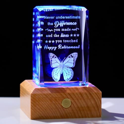 Ornalrist Retirement Gifts for Women Men with LED Wood Light Base - color: Retirement Gifts