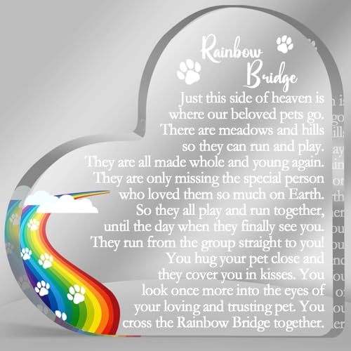 Rainbow Bridge Sign Decor, Pet Memorial Sympathy Gift for Loss of Dog Cat, Pet Loss Memorial Acrylic Decorations, Condolences Gifts for Pet Loss Remembrance Keepsake - color: Rainbow Bridge 02
