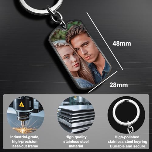Photo Keychain Custom Picture Keychain Customized Gifts Laser-Engraved/Color Gifts For Boyfriend Hubsand Wife - color: Color Photo (Uv): 1 Side Photo (Blk)
