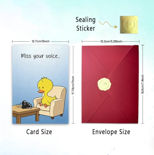 Miss You Card, Thinking of You Card for Friend, Long Distance Friendship Card for Her, Friendship Card for Bestie, Blank Inside, with Red Envelope and Gold Seal Sticker - color: BT-465