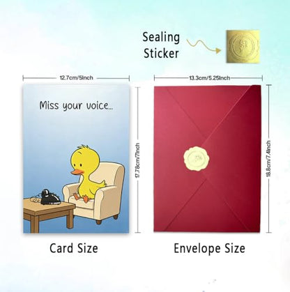 Miss You Card, Thinking of You Card for Friend, Long Distance Friendship Card for Her, Friendship Card for Bestie, Blank Inside, with Red Envelope and Gold Seal Sticker - color: BT-465