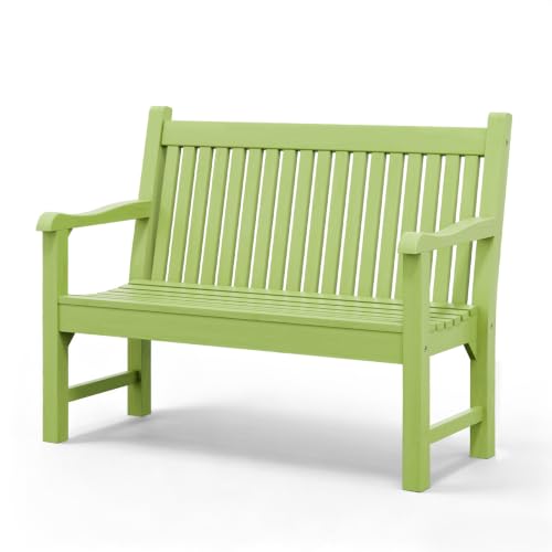 2-Person Outdoor Bench with 700 Lbs Weight Capacity, Dark Green | Poly Lumber Weatherproof Garden Bench Seating for Porch, Balcony and Park, All-Weather Patio Bench Furniture - color: Dark Green
