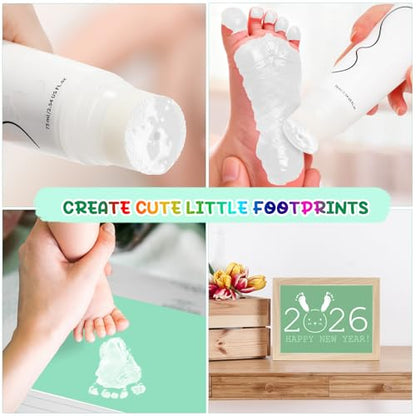 Baby Hand and Footprint Paint with Sponge Head, 2.54 fl oz, Non-Toxic & Acid-Free, Washable Baby Safe Paint for Newborn Keepsakes, Dog Nose & Paw Prints, Ideal New Mom Gift - White - color: White