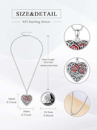 Personalized Heart Locket Necklace That Holds Pictures 925 Sterling Silver Custom Photo Lockets Necklaces Jewelry Gifts for Family Women Lover - color: Rose, style: Locket Only