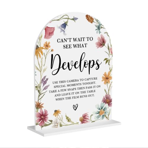 Acrylic Wedding Sign Pick A Card Signs for Ceremony Modern Calligraphy White Arch Wildflowers Acrylic Table Top Signs for Wedding Reception and Event Party Table Decor 8x10 Inch - color: Pick A Card
