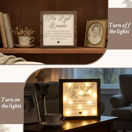 RattanView Loss Sympathy Gift Women Her Light Remains LED Sign - color: Walnut, style: Women