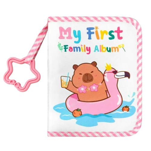 My First Baby Photo Album, 17 4x6 Photos, Soft Cloth, Pink | Children'S Mirror, for Baby Showers Picture, and Family Travel Memories - style: kapibala