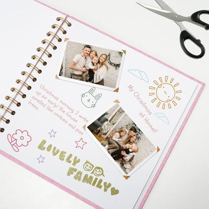 7x7 Inch Scrapbook DIY Photo Album, 20 Sheets (40 Pages), Pink - color: Pink, size: 7 x 7 Inch 20 Sheets