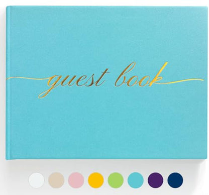 Elegant Wedding Guest Book - Perfect for Wedding Receptions, Baby Showers, Birthdays and Special Events - Polaroid Guest Book with 110 Lined Pages for Sign-In and Photos -Hardcover (Ocean Blue) - color: Ocean Blue