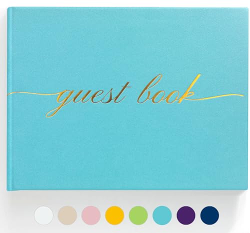 Elegant Wedding Guest Book - Perfect for Wedding Receptions, Baby Showers, Birthdays and Special Events - Polaroid Guest Book with 110 Lined Pages for Sign-In and Photos -Hardcover (Ocean Blue) - color: Ocean Blue