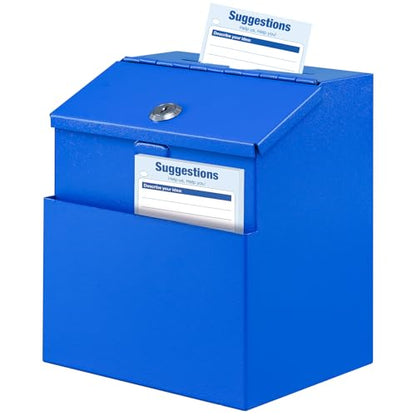KYODOLED Suggestion Box with Slot and Lock, 50 Suggestion Cards, Blue - color: Blue, size: 8 x 5.7 x 7 Inch