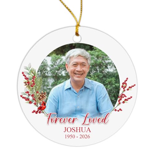 Forever Loved Ornament, Personalized Red Cardinal Memorial Ornament Christmas 2026 with Photo, Customized Sympathy Ornaments Christmas with Name & Year, Remembrance Ornaments - color: Forever Loved Ornament