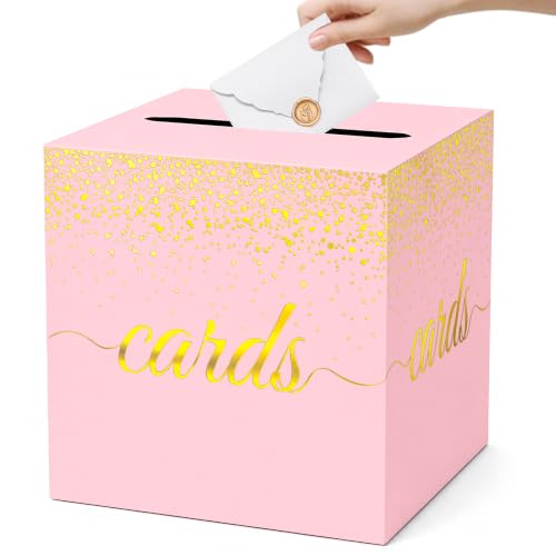 WNINK Pink Cards Box for Wedding Reception, Baby Shower, Bridal Shower and Birthday Party, Decorative Card Collection Box for Special Celebrations - color: Pink