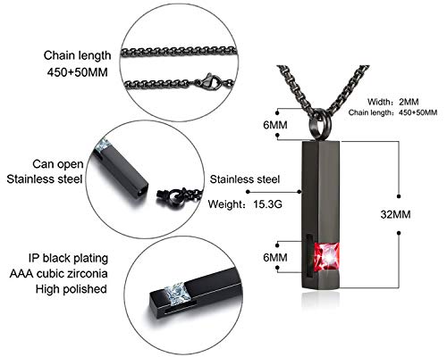 YOUFENG Urn Necklaces for Ashes Birthstone Cube Urns for Human Ashes Memorial Cremation Urn Locket Keepsake Ashes Jewelry - style: July