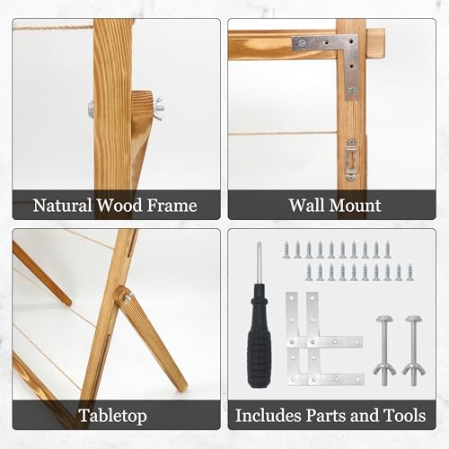 FramePro Wood Photo Display Board with Clips (Carbonized) | Freestanding stable desktop frame, holds up to 30 photos, ideal graduation table centerpiece decor - color: Carbonized Brown