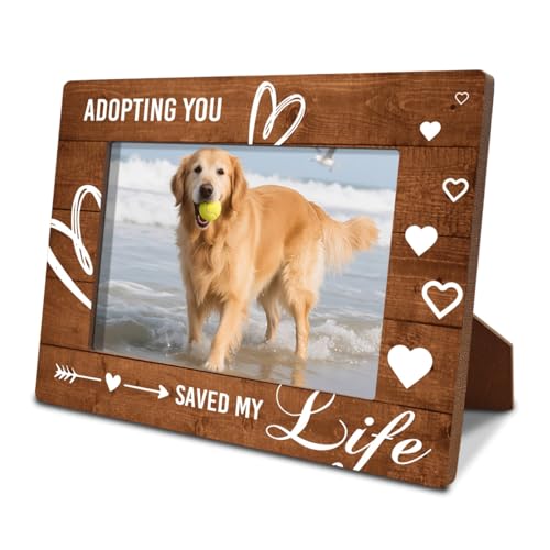 Wood Dog Picture Frames, Adopting You Saved My Life, Wooden Pet Paw Print Frame, Memorial Gifts for Dogs, Dogs Memorial Picture Frames, Photo Frame for Pet Owners and Dog Lovers 7.9 * 5.7inches - color: Style 5