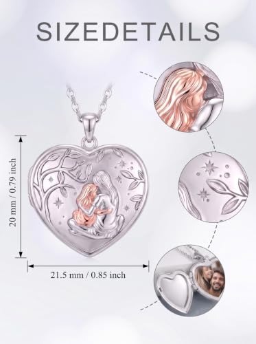 Poiuy Photo Locket Necklace for Women, Heart Picture Pendant Photo Necklace Jewelry Christmas Memorial Birthday Gifts for Women Daughter Mom - color: Mother Daughter Locket Necklace