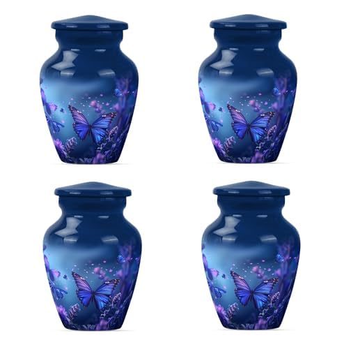 Butterfly Urn - Blue - Butterfly with Flowers Pattern - - color: Blue Butterfly, size: 3 inch (4 pieces)