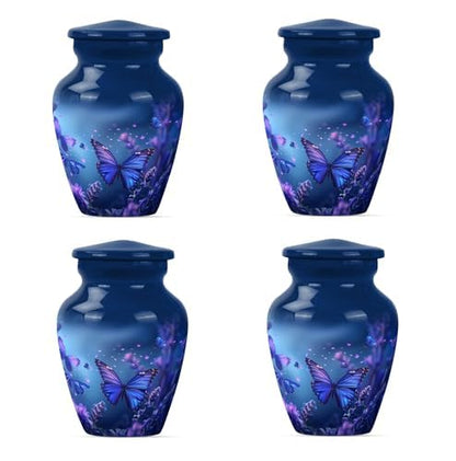 Butterfly Urn - Blue - Butterfly with Flowers Pattern - - color: Blue Butterfly, size: 3 inch (4 pieces)
