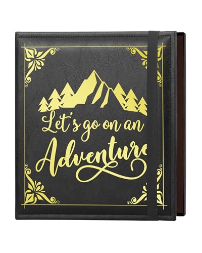 Leather Photo Album 4x6 200 Photos,Slip-in Photo Album Book with 50 Sheets, Travel Souvenir Diary Photo Book for Family Wedding Baby and Holiday Pictures - color: Black