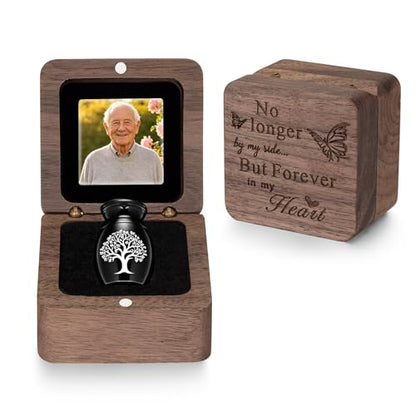 Customize Wooden Small Urn for Human Ashes Keepsake Memorial Box - style: Black-Cusotmize