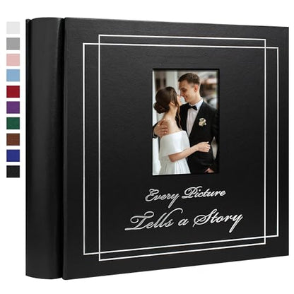 Photo Album 4x6 1200 Photos Leather Cover Wedding Photo Albums Extra Large Capacity Picture Book with Beautiful Prints Presents for Wedding Baby Vacation Black - color: Black, size: 1200 Pockets