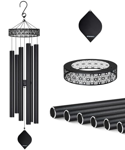 50" Extra Large Wind Chimes for Outside, Big Deep Tone Unique WindChimes Outdoor Gifts for Mom/Women/Men, House Warming Gifts New Home graden Hanging Decor (Black)