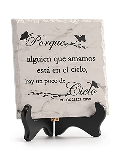 LukieJac Sympathy Gifts in Spanish Style Signs Home Decor Spanish Religious Gifts for Loss of Mother Father Husband Loved One Grieving Gifts for Women Funeral Gifts in Loving Memory Wedding Sign - color: Spanish- Because Someone We Love is in Heaven