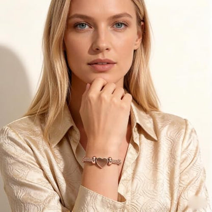 zeqingjw Heart Cremation Bracelet for Ashes Stainless Steel Urn Bangle Bracelet Memorial Keepsake Ash Jewelry for Women Men - color: Rose Gold