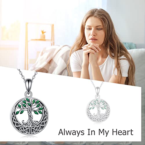 Sterling Silver Tree of Life Urn Necklace for Ashes Owl Necklace Pendant Charm for Women Memorial Gifts Keepsake Always in My Heart Memory Necklace Jewelry - style: Green Celtic Tree of Life