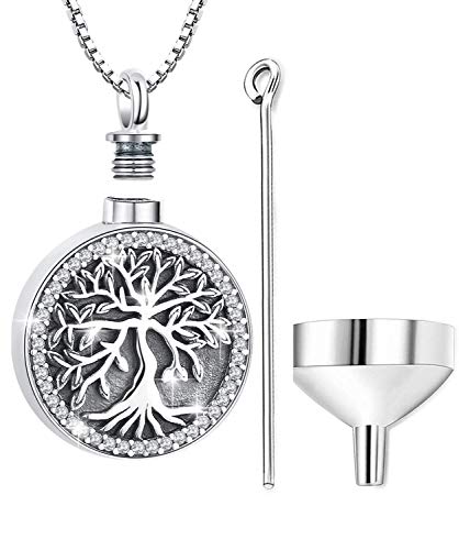 Aniu S925 Sterling Silver Urn Necklace Cremation Jewelry for Ashes - color: Tree of Life-G