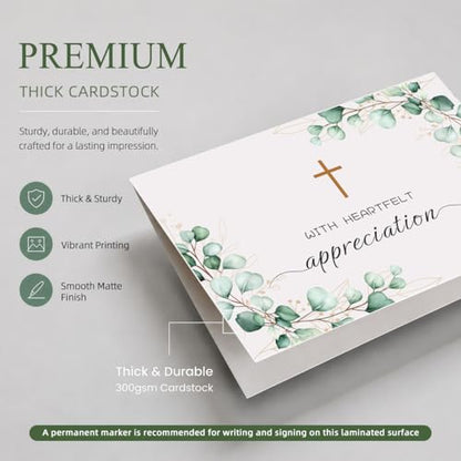 28 Pack Funeral Thank You Cards with Envelopes & Stickers, 6x8 Inches Foldable, Sympathy Bereavement Notes with Message Inside, Suitable for Memorial Services (Style 2)