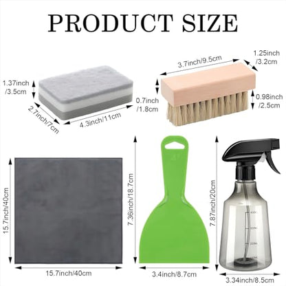 Hahafelt 7 Pcs Headstone Cleaner Kit Includes Microfiber Cloth Spray Bottle Bristle Brush Headstone Sponge Disposable Gloves Plastic Scraper for Grave Cleaning Gravestone Cleaner Grave Granite