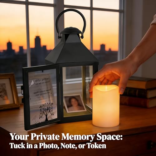 Black Memorial Lantern Sympathy Gift for Loss of Loved One | Remembrance Solar Lantern with Cardinal & Tree of Life, Bereavement Gifts for Loss of Mother Father, Funeral Condolence Gift