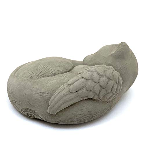 Sleeping Cat with Wings: Durable Solid Stone Pet Memorial Statue. Unique Home Décor, Garden Accent. Sealed for Outdoors. Handcrafted USA. (Antique/Grayish)