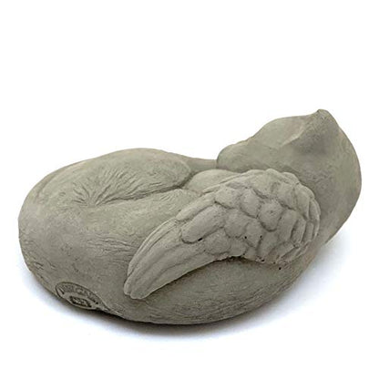 Sleeping Cat with Wings: Durable Solid Stone Pet Memorial Statue. Unique Home Décor, Garden Accent. Sealed for Outdoors. Handcrafted USA. (Antique/Grayish)