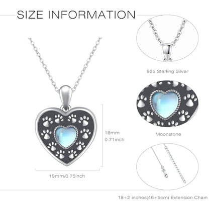 Heart Photo Locket Necklace Sterling Silver for Women | Dragonfly, Butterfly, Turtle, Dog Paw and Mother Daughter Styles, Jewelry Gifts for Mom Christmas Birthday Anniversary. - style: 3-Dog Paw Print