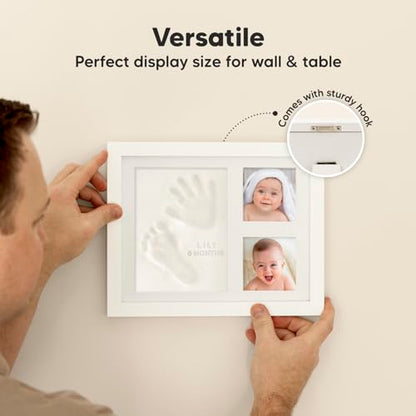 Baby Hand and Footprint Kit Quick Dry Clay Baby Footprints (Alpine White) | Pets Paw Kit, Newborn Keepsake Picture Frame for Boys, Girls, Personalized New Mom Gifts for Shower & Registry, Grandparents - color: Alpine White