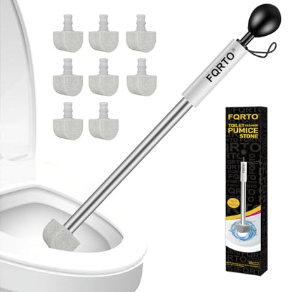 17" Pumice Stone Toilet Bowl Cleaner, 8 Heads – Non-Scratch - color: Grey