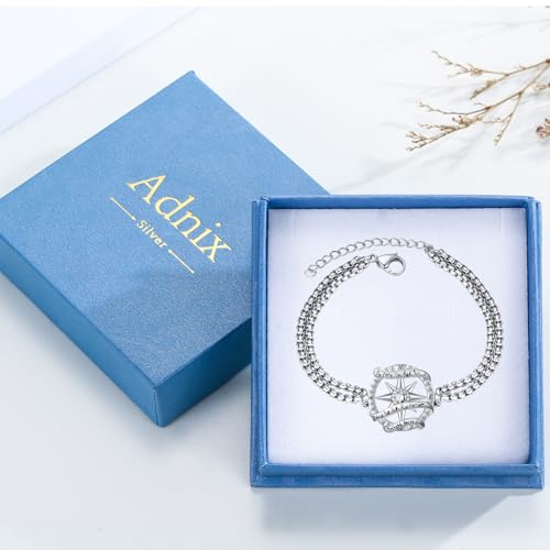 Compass Bracelet/Urn for Women 925 Sterling Silver Compass Bracelet for Graduation Cetic/Birthstone Jewelry Bracelet for Women - style: B04-April