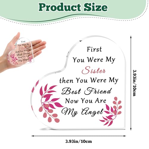 Sympathy Gifts for Loss of Sister Acrylic Heart Keepsake Sister Memorial Desk Sign In Memory of Sister Plaque Bereavement Condolences Funeral Grief Sympathy Gifts Acrylic Heart Keepsake