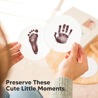 2pk Inkless Baby Hand and Footprint Kit Mess Free Ink Pad (Auburn, Round) | Round Size, Newborn Keepsake, Dog Nose, Paw Print Kit, Clean Touch Ink Pads, Baby Handprints Footprints Kit, New Mom Gifts - color: Auburn, size: 2-Pack, Round 3.4" x 3.4"