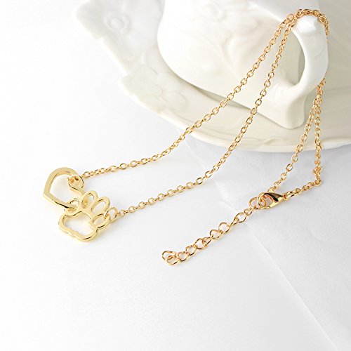 Sisadodo Paw Print Necklace for Women Girls Dog Cat Pet Footprints Choker Necklace Jewelry for Birthday Christmas Gifts Gold - size: Gold