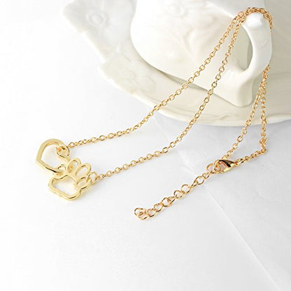 Sisadodo Paw Print Necklace for Women Girls Dog Cat Pet Footprints Choker Necklace Jewelry for Birthday Christmas Gifts Gold - size: Gold