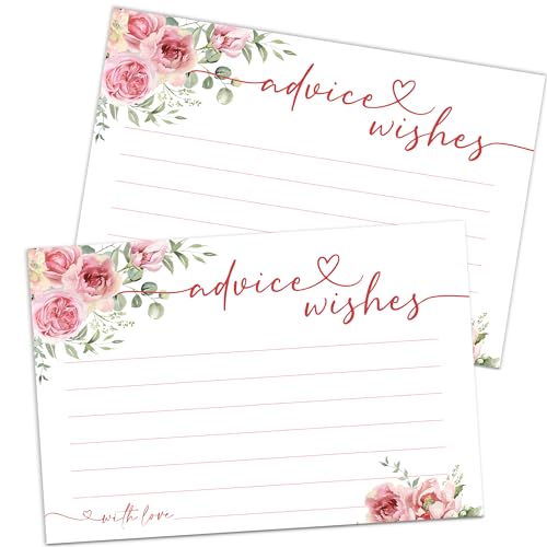 50 Pcs Advice and Wishes Cards - Wedding & Baby Shower Advice Cards, Well Wishes for Graduation, Christmas, Birthday Party Decorations(Pink) -A02 - color: Pink, size: Standard Card