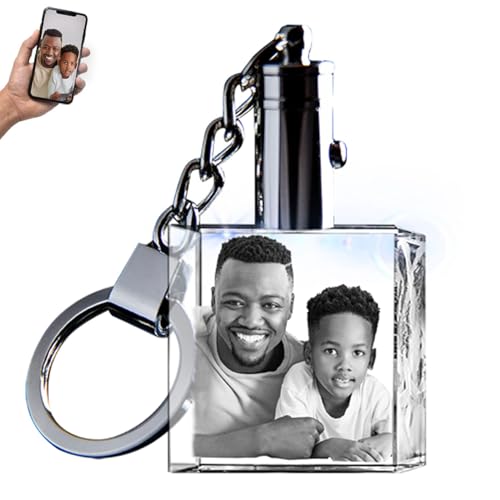 Monume 2D Crystal Photo Keychain – Personalized Laser Engraved Keepsake | Custom Crystal Photo – Personalized Keychain Keepsake – Custom Keychain with Picture for Anniversary, Birthday & More - style: Square
