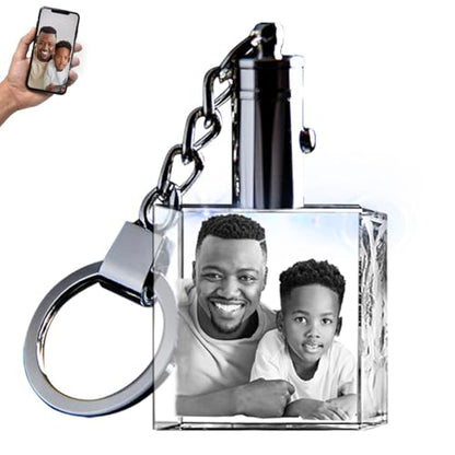 Monume 2D Crystal Photo Keychain – Personalized Laser Engraved Keepsake | Custom Crystal Photo – Personalized Keychain Keepsake – Custom Keychain with Picture for Anniversary, Birthday & More - style: Square