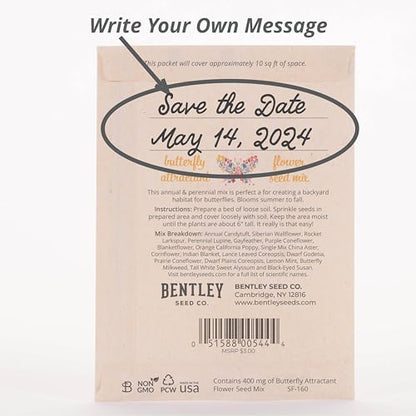 Make Your Heart Flutter 25 Bird and Butterfly Wildflower Seed Packets for Planting, A Beautiful Valentines Day Gift, Bentley Seed Co - style: Heart Flutter