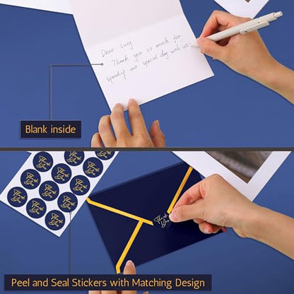 Mr. Pen- Blank Thank You Cards with Envelopes, 20 Pack, 4x6 | Gold Foil Thank You Notes with Envelopes, Navy Blue Wedding Thank You Cards Wedding, Thank You Note Cards, Fathers Day Gift - color: Navy Blue